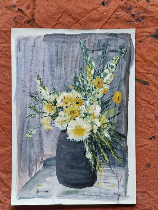 Flowers in Vase Yellow