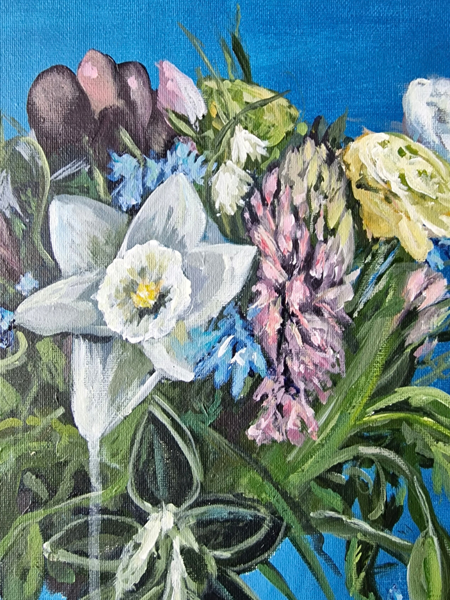 Blue Flowers in Vase - Original