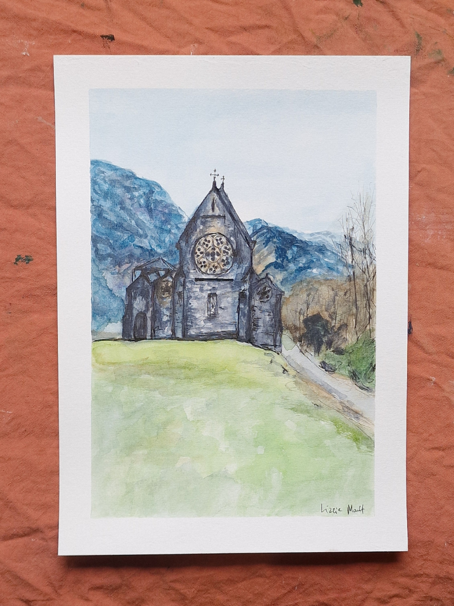 St Mary and St Finnan Church, Glenfinnan - Watercolour
