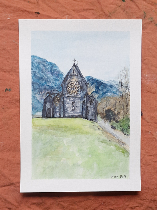 St Mary and St Finnan Church, Glenfinnan - Watercolour